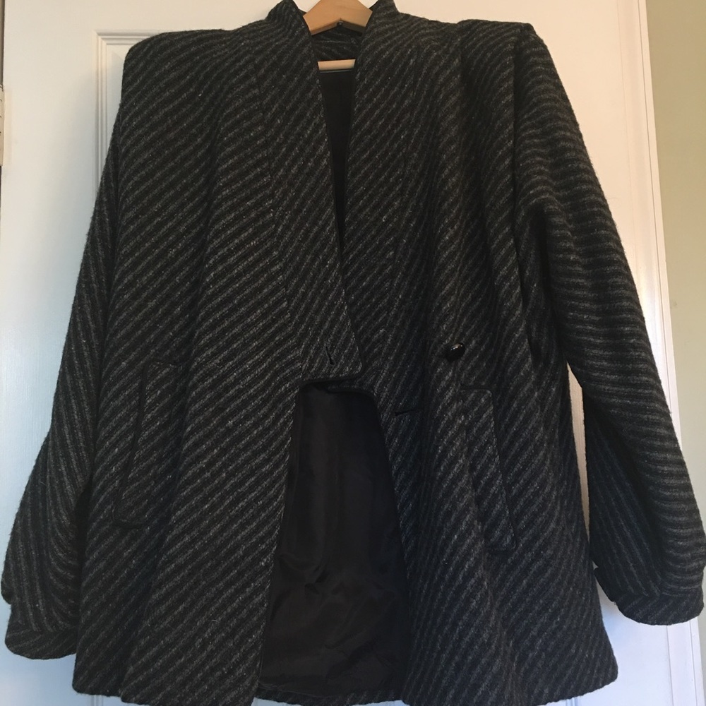 Vintage Asymmetrical Button Wool Jacket